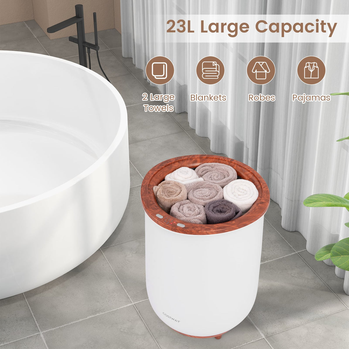 23L Bucket Towel Warmer with Fragrant Disc Holder - Coffee-Dryers-DECOROLALA