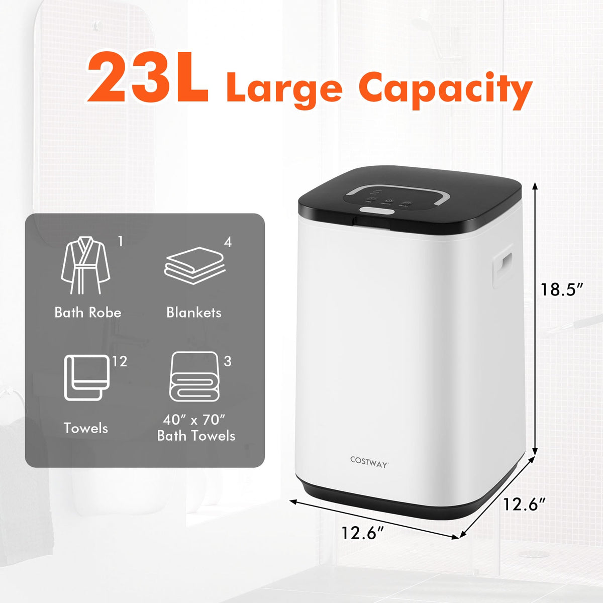 23L Large Hot Towel Warmer Bucket - White 450W Rapid Heating-Dryers-DECOROLALA