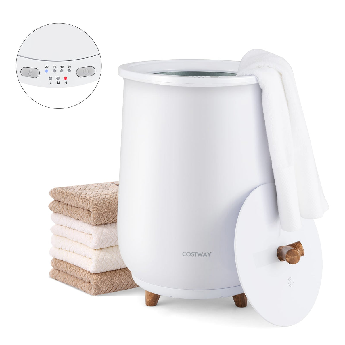 23L Bucket Towel Warmer with Fragrant Disc Holder - White-Dryers-DECOROLALA