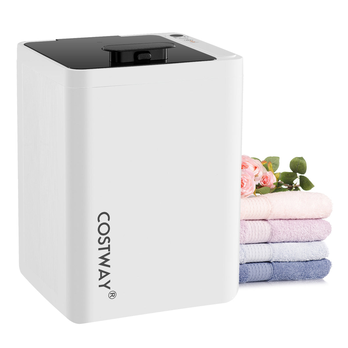 23L Large Towel Warmer Bucket with Timer - White/Black-Dryers-DECOROLALA