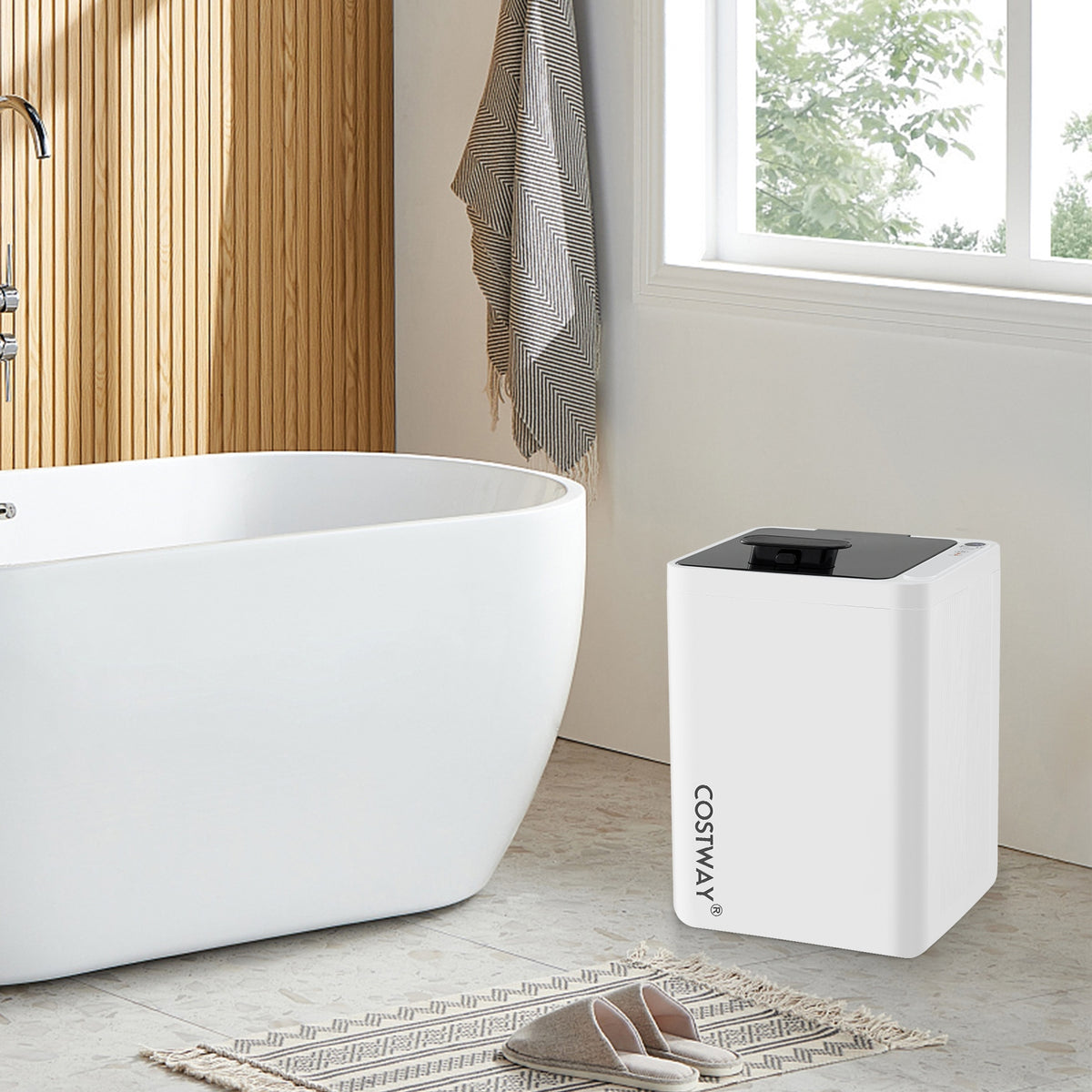 23L Large Towel Warmer Bucket with Timer - White/Black-Dryers-DECOROLALA