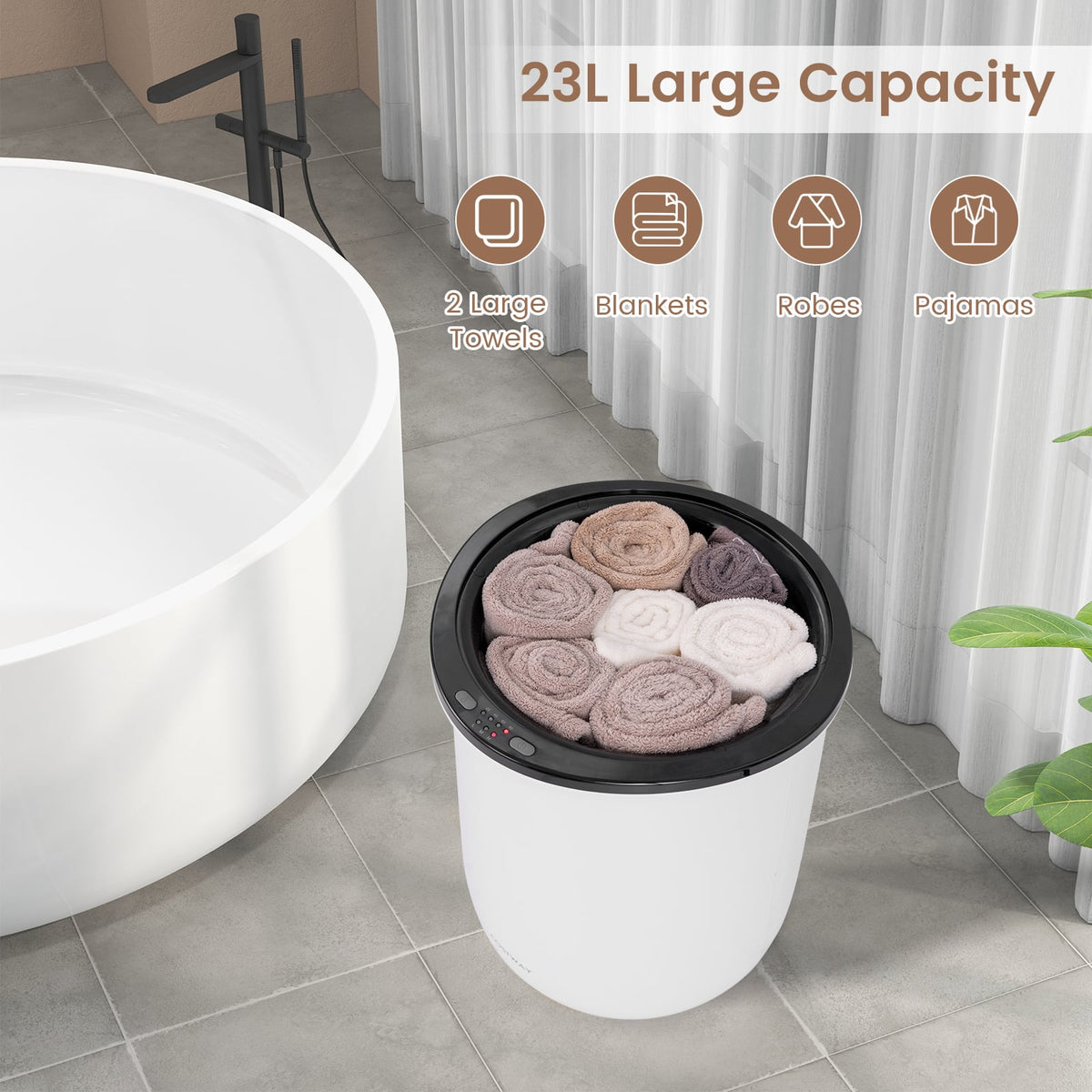 23L Luxury Bucket Towel Warmer with Fragrant Disc Holder - Black-Dryers-DECOROLALA