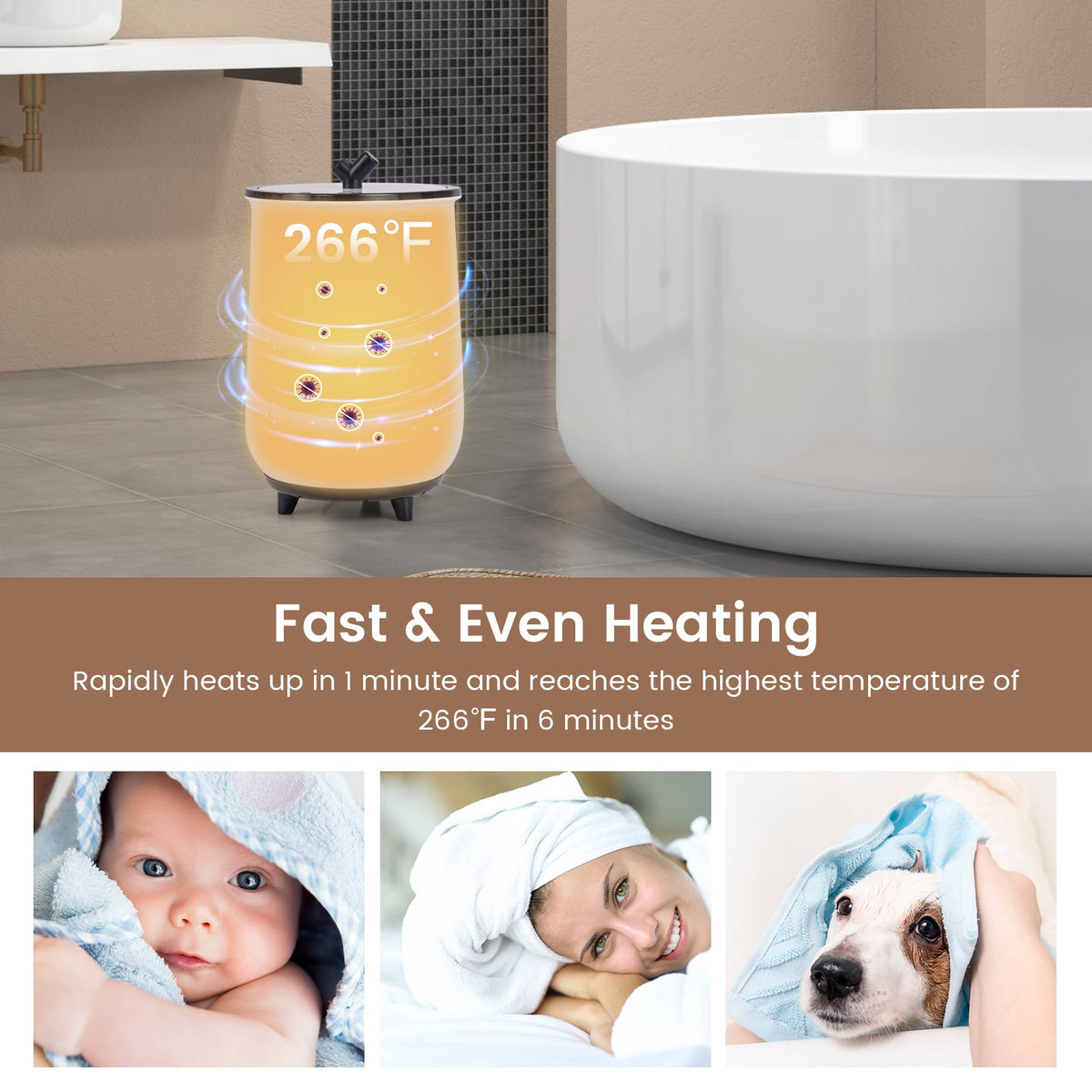 23L Luxury Bucket Towel Warmer with Fragrant Disc Holder - Black-Dryers-DECOROLALA