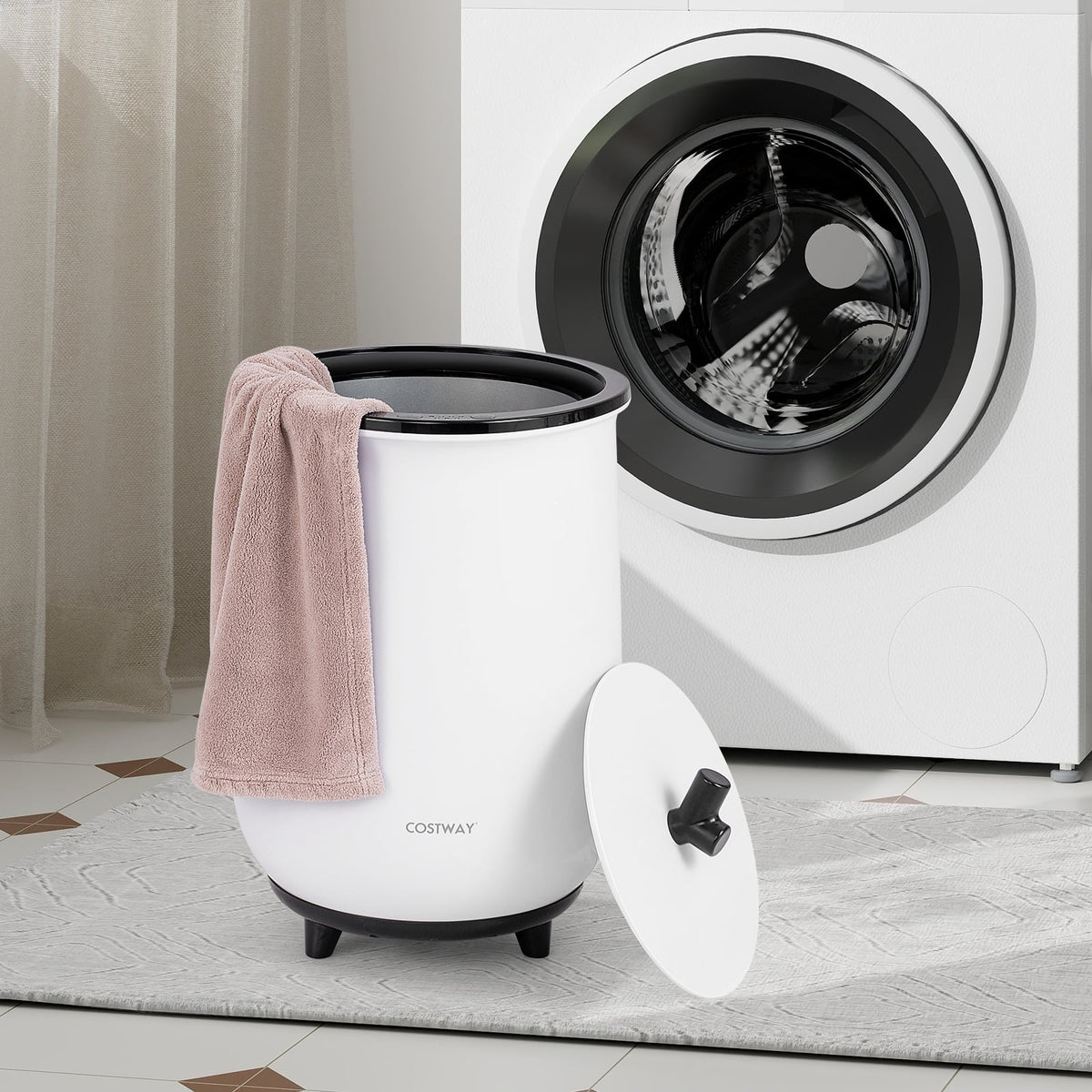 23L Luxury Bucket Towel Warmer with Fragrant Disc Holder - Black-Dryers-DECOROLALA
