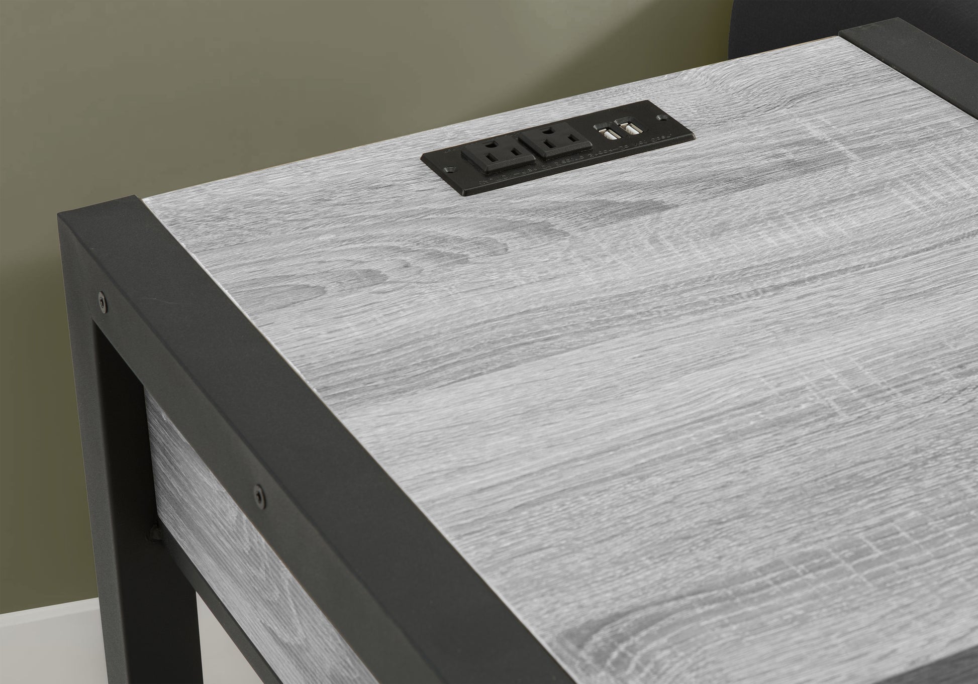24" Accent Table with USB Port, Storage Drawer & 2-Tier Shelf-Accent Table-DECOROLALA