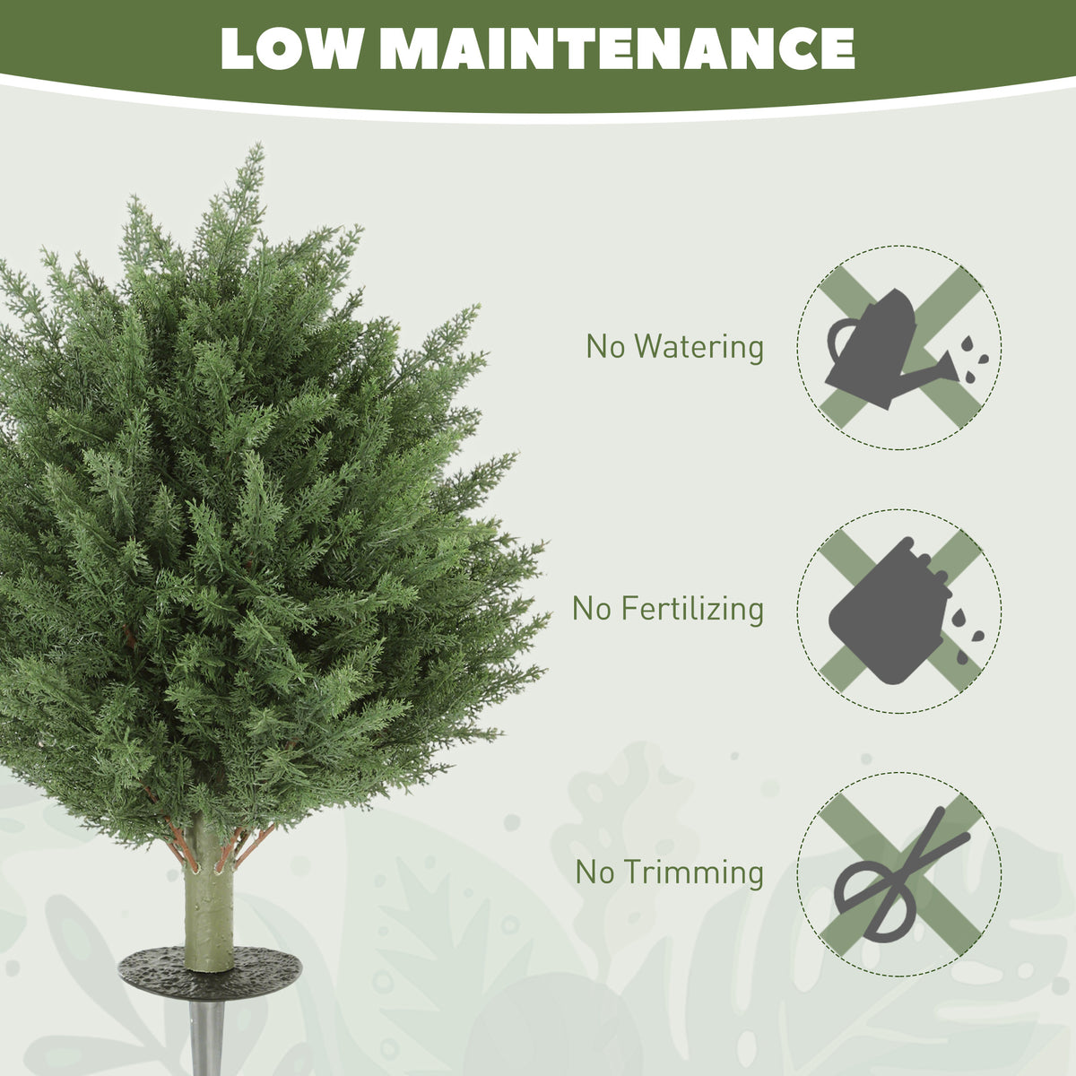 24" Artificial Cypress Trees with Ground Stake, Set of 2 Artificial Plants for Indoor & Outdoor, UV Resistant, Green-Artificial Trees-DECOROLALA
