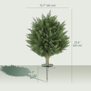 24" Artificial Cypress Trees with Ground Stake, Set of 2 Artificial Plants for Indoor & Outdoor, UV Resistant, Green-Artificial Trees-DECOROLALA