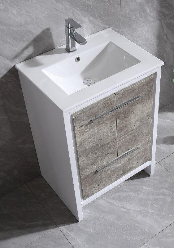 24" Ash Freestanding Bathroom Vanity with White Ceramic Countertop-Migration_Bathroom Vanities-DECOROLALA