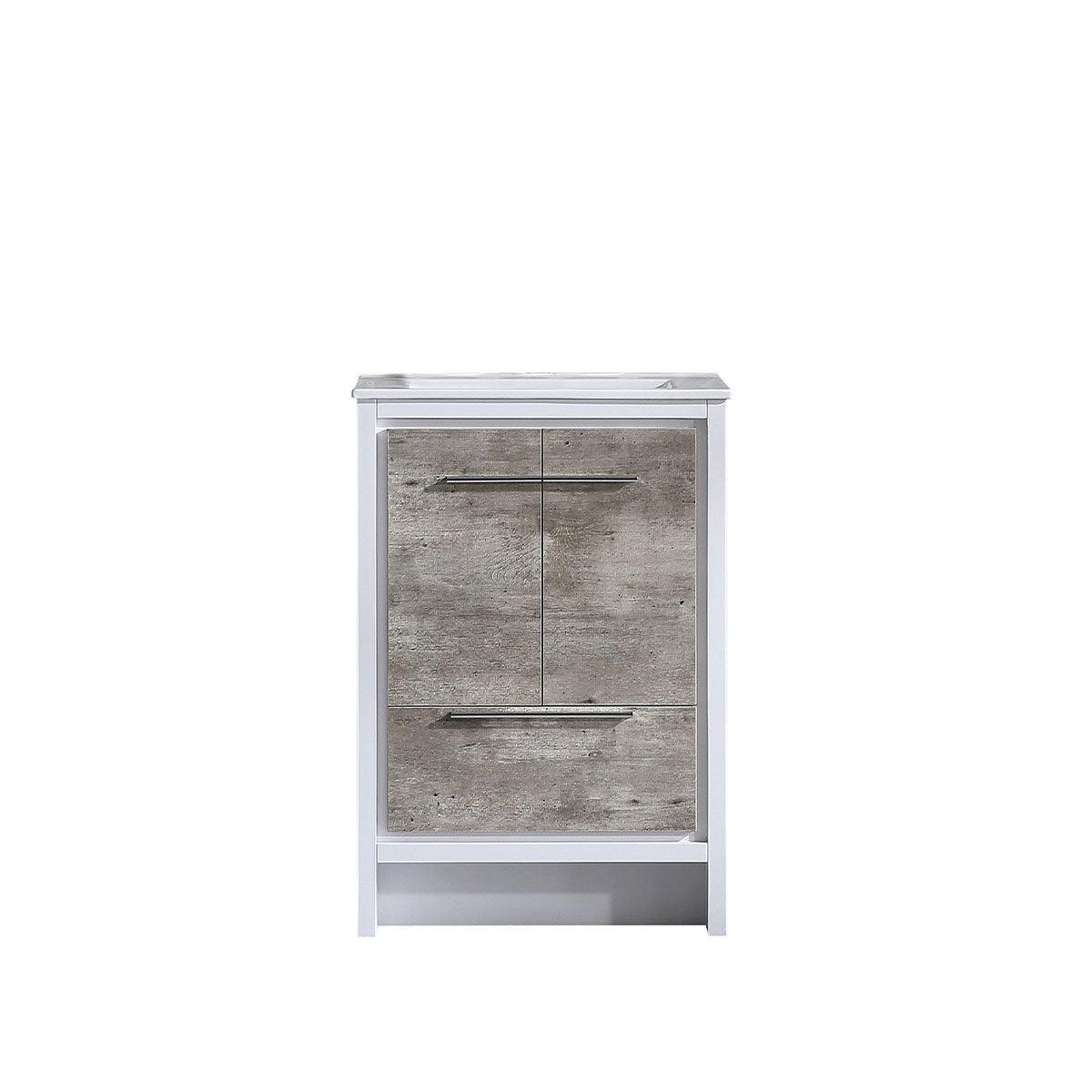 24" Ash Freestanding Bathroom Vanity with White Ceramic Countertop-Migration_Bathroom Vanities-DECOROLALA