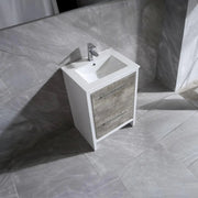 24" Ash Freestanding Bathroom Vanity with White Ceramic Countertop-Migration_Bathroom Vanities-DECOROLALA