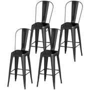24" Bar Stools Set of 4 Industrial Black Metal-Bar Stools-DECOROLALA
