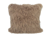 24" Beige Genuine Tibetan Lamb Fur Pillow With Microsuede Backing-Accent Throw Pillows-DECOROLALA