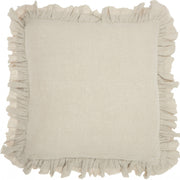 24" Beige Pillow With Ruffled Edges-Accent Throw Pillows-DECOROLALA