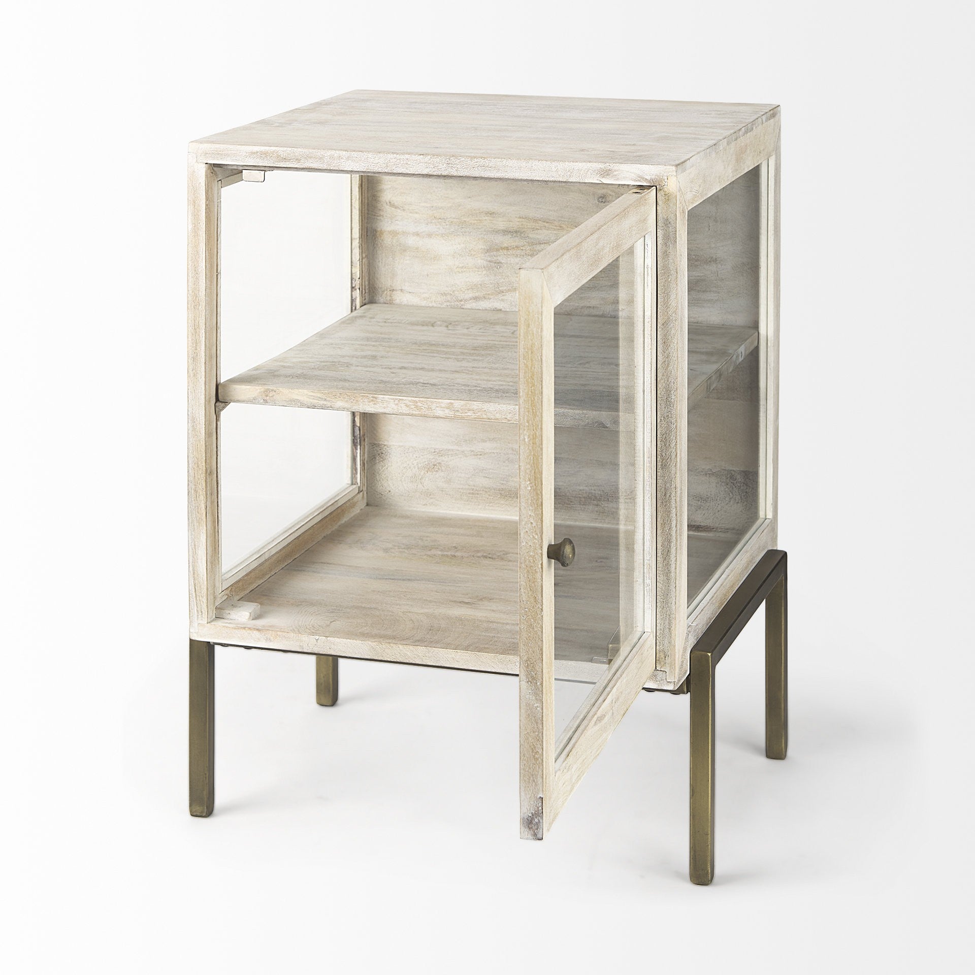 24" Beige Solid Wood Square End Table-End-Side Tables-DECOROLALA