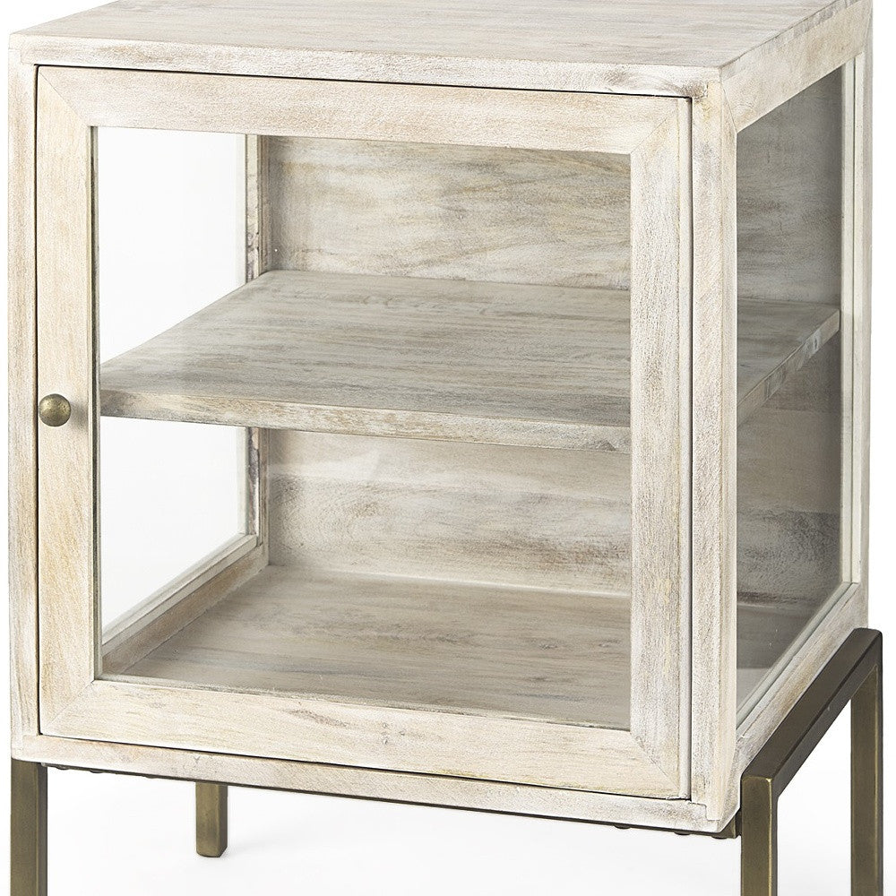 24" Beige Solid Wood Square End Table-End-Side Tables-DECOROLALA