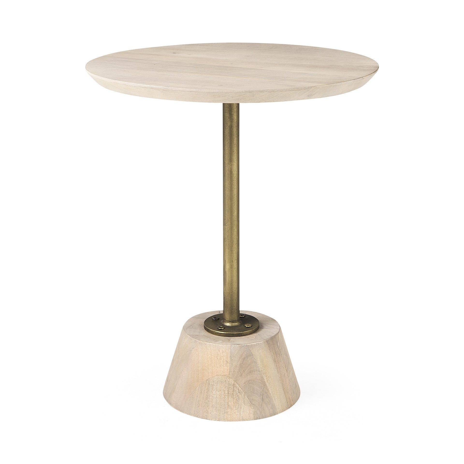 24" Beige Solid and Manufactured Wood Round End Table-End-Side Tables-DECOROLALA