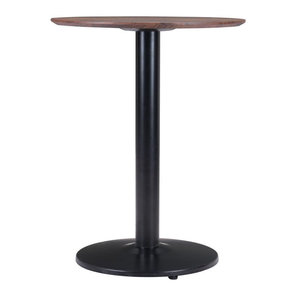 24" Black And Brown Round End Table-End-Side Tables-DECOROLALA