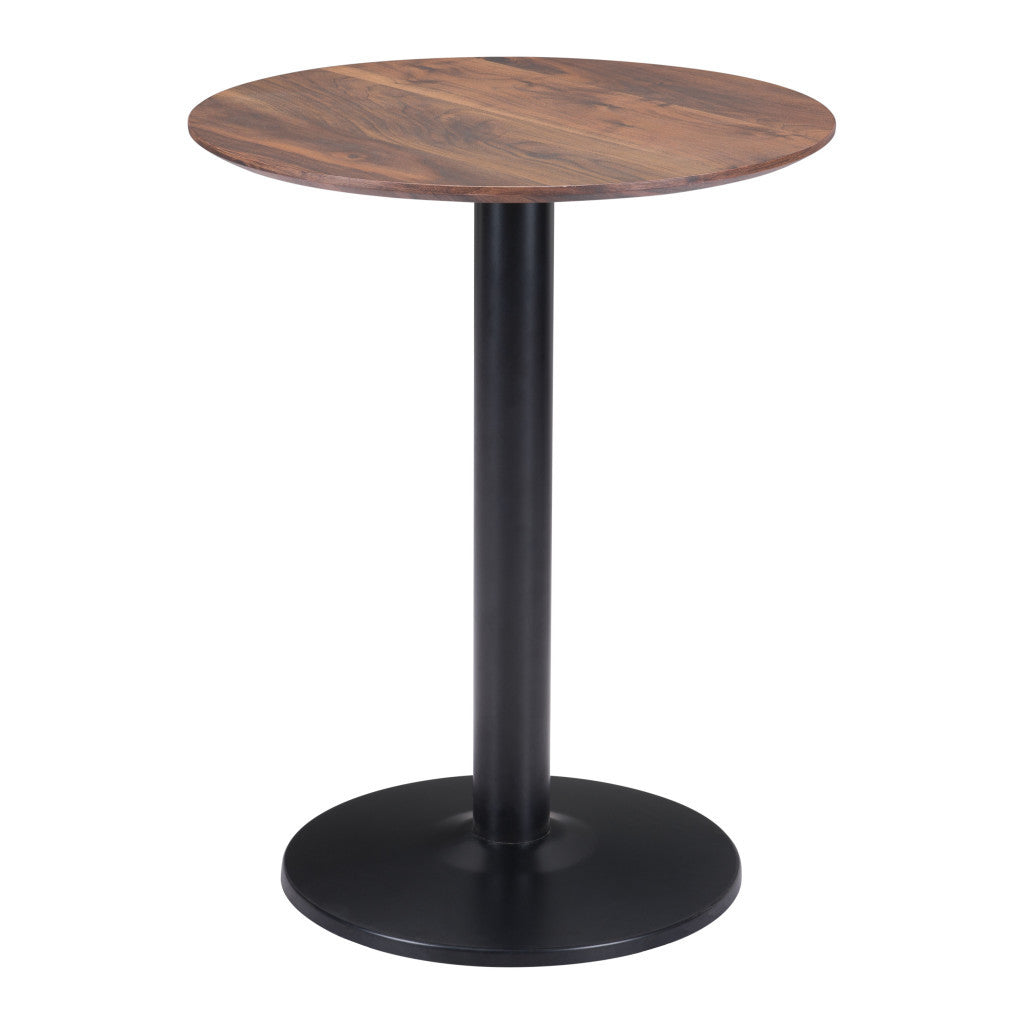 24" Black And Brown Round End Table-End-Side Tables-DECOROLALA