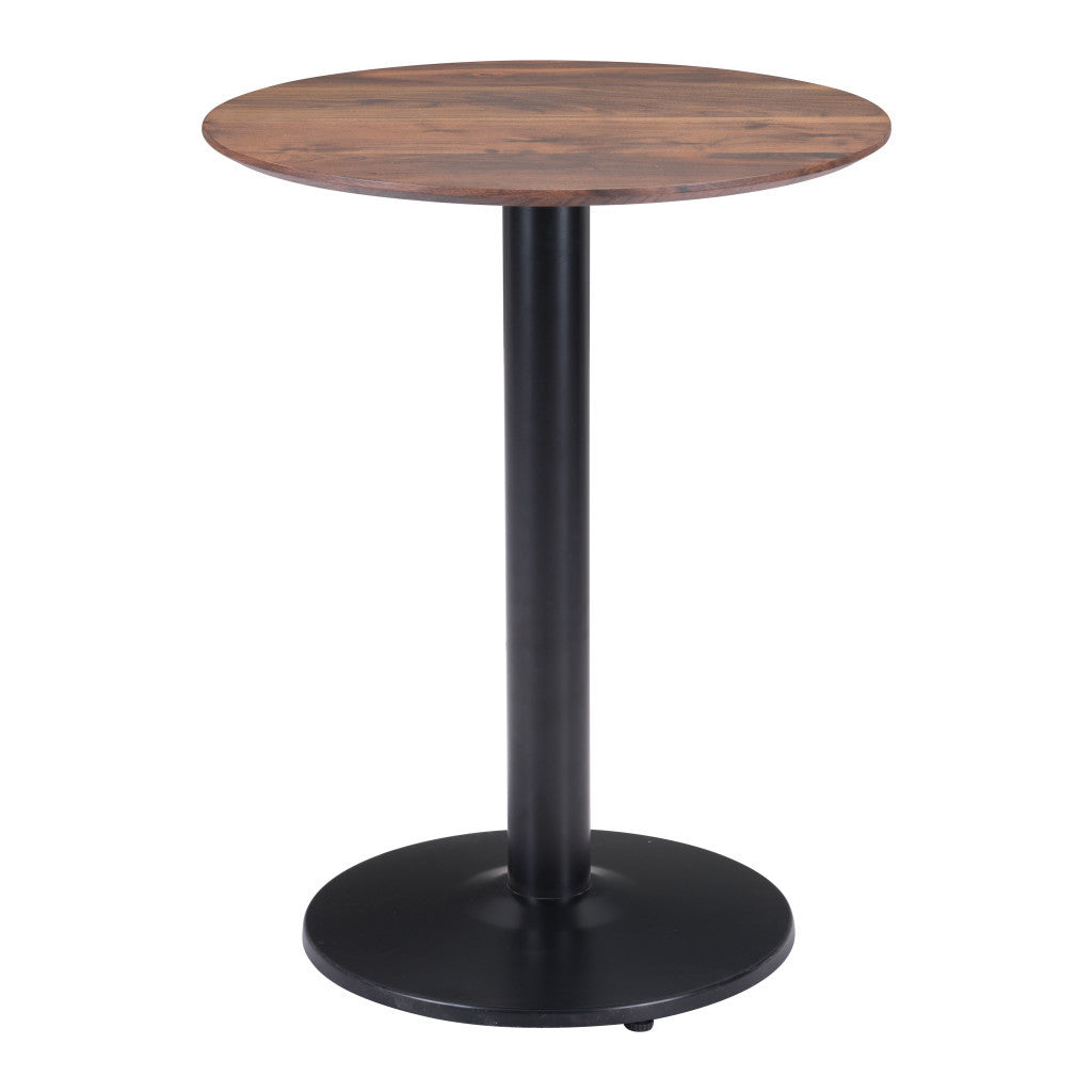 24" Black And Brown Round End Table-End-Side Tables-DECOROLALA