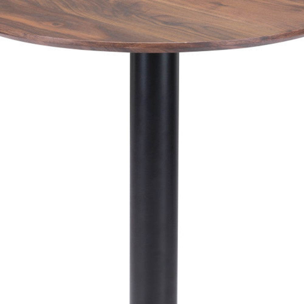 24" Black And Brown Round End Table-End-Side Tables-DECOROLALA