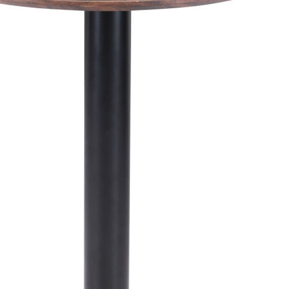 24" Black And Brown Round End Table-End-Side Tables-DECOROLALA