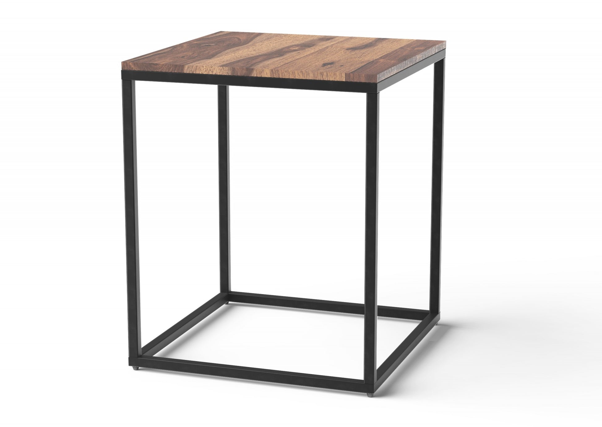 24" Black And Brown Solid Wood And Iron Square End Table-End-Side Tables-DECOROLALA