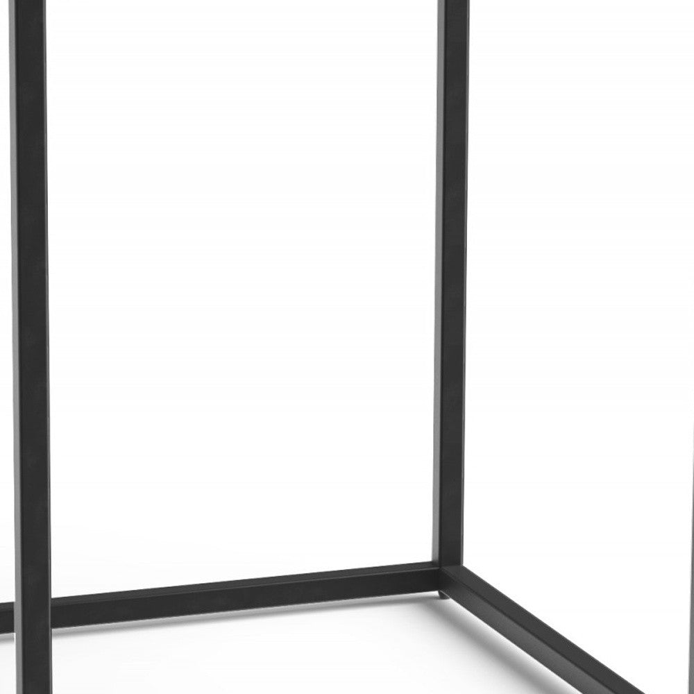 24" Black And Brown Solid Wood And Iron Square End Table-End-Side Tables-DECOROLALA