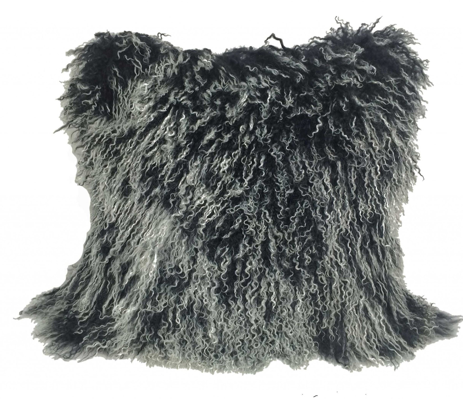 24" Black Genuine Tibetan Lamb Fur Pillow With Microsuede Backing-Accent Throw Pillows-DECOROLALA