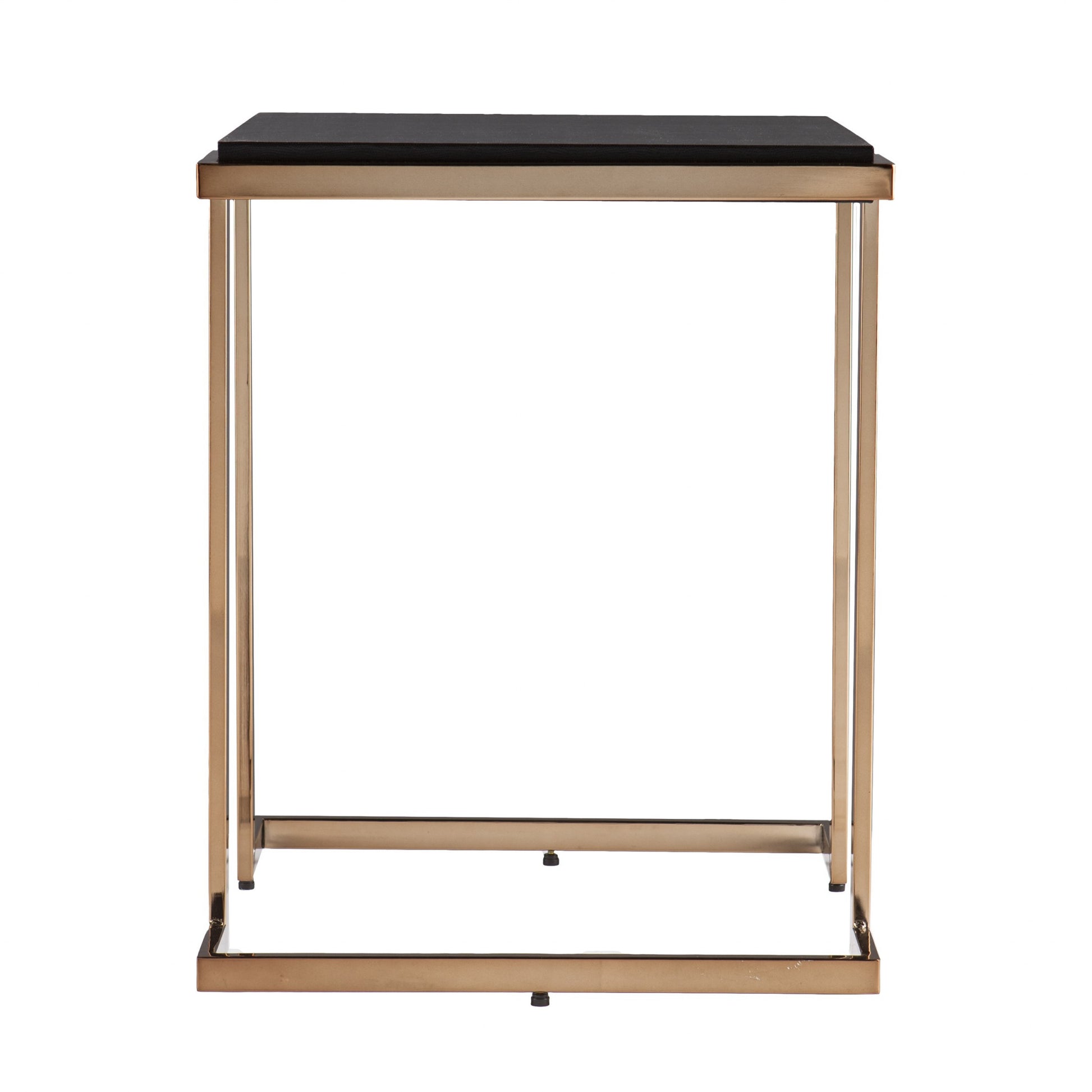 24" Black Geometric Metal Square End Table-End-Side Tables-DECOROLALA