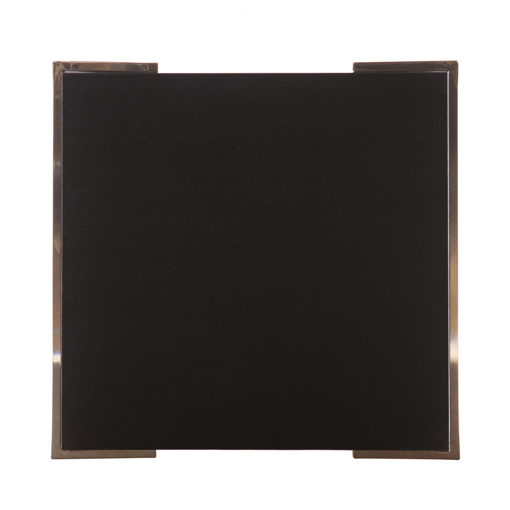 24" Black Geometric Metal Square End Table-End-Side Tables-DECOROLALA