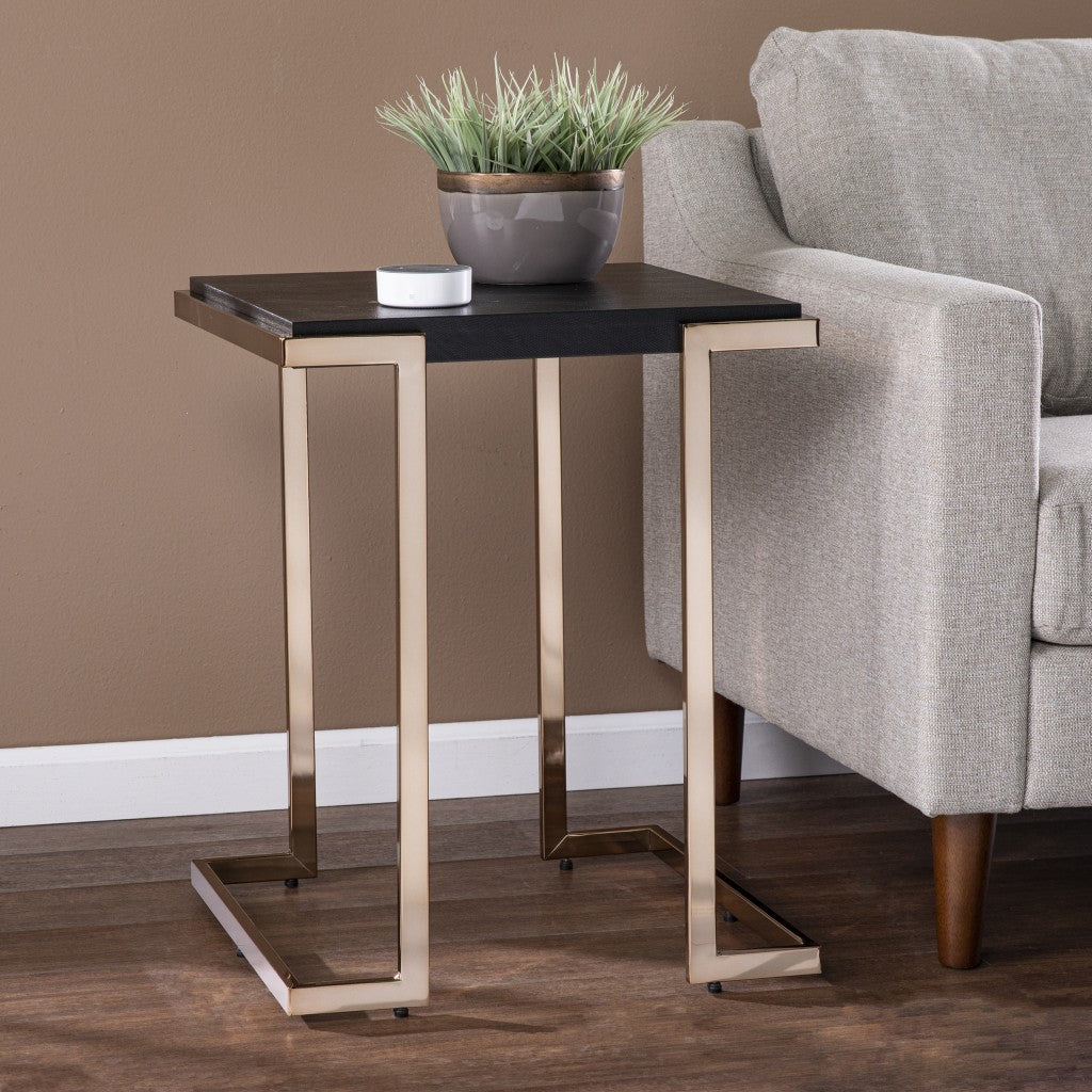 24" Black Geometric Metal Square End Table-End-Side Tables-DECOROLALA