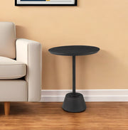 24" Black Solid and Manufactured Wood Round End Table-End-Side Tables-DECOROLALA