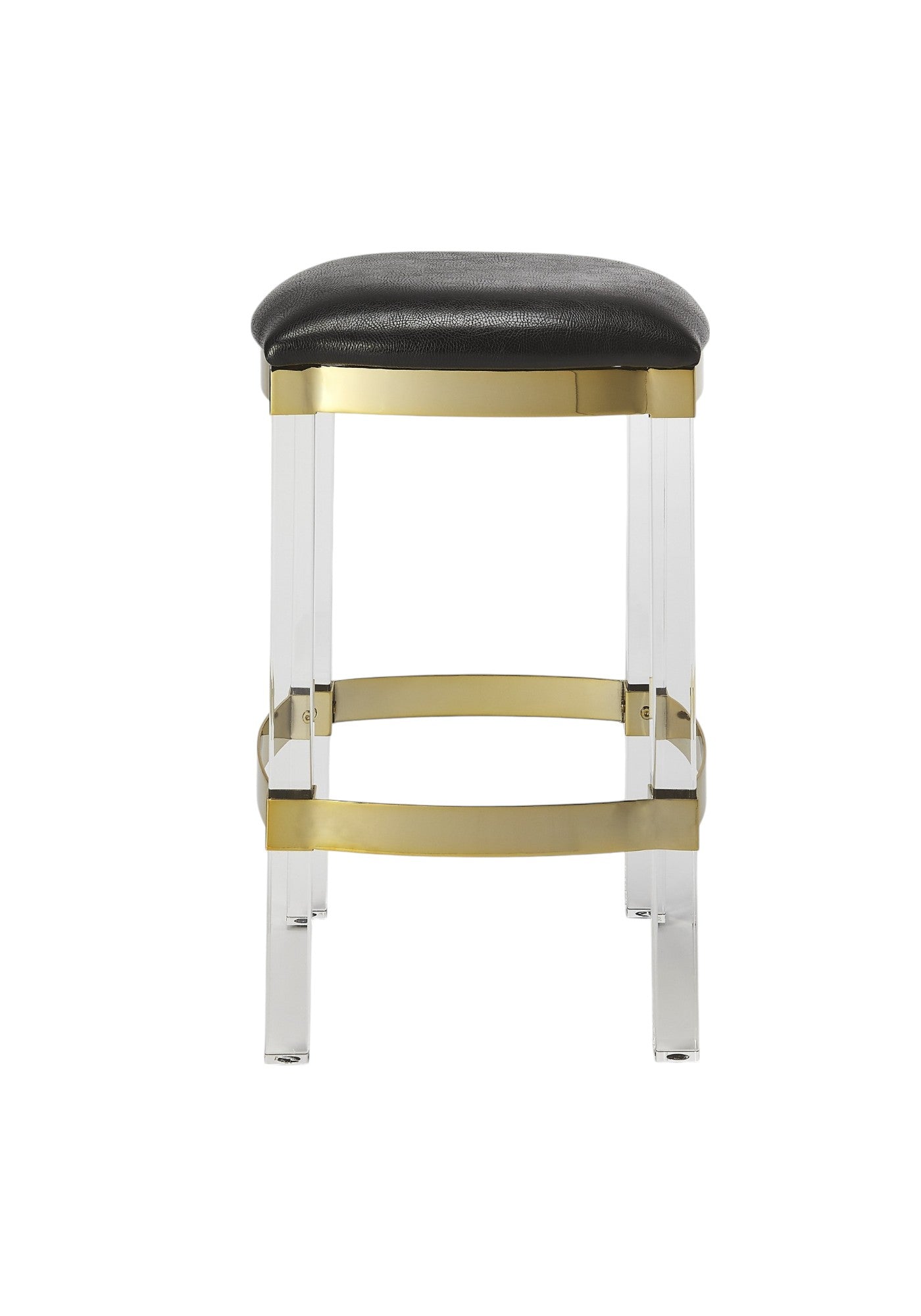 24" Black and Clear Stainless Steel and Steel Backless Counter Height Bar Chair-Bar Chairs-DECOROLALA