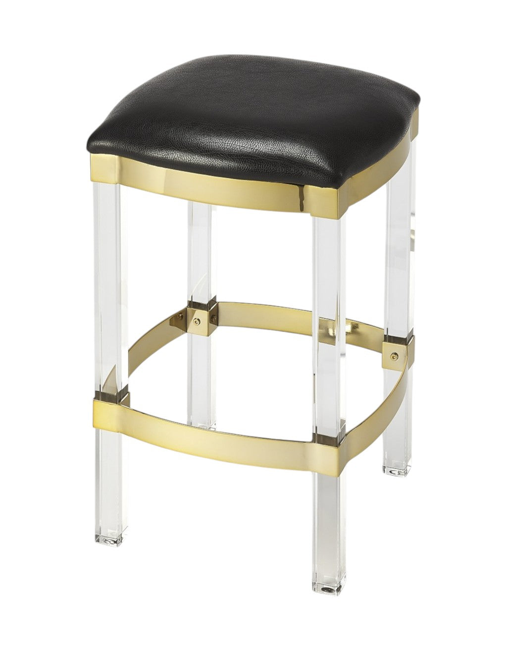 24" Black and Clear Stainless Steel and Steel Backless Counter Height Bar Chair-Bar Chairs-DECOROLALA