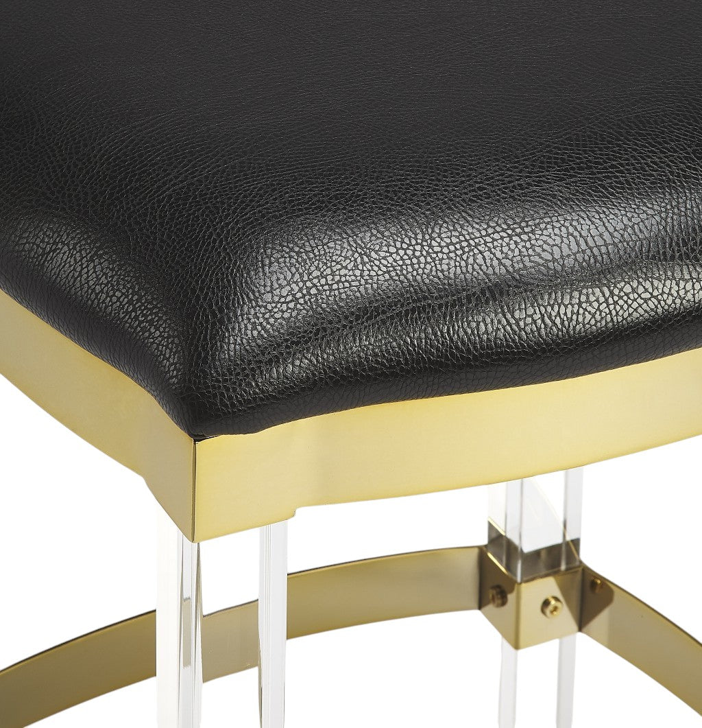 24" Black and Clear Stainless Steel and Steel Backless Counter Height Bar Chair-Bar Chairs-DECOROLALA