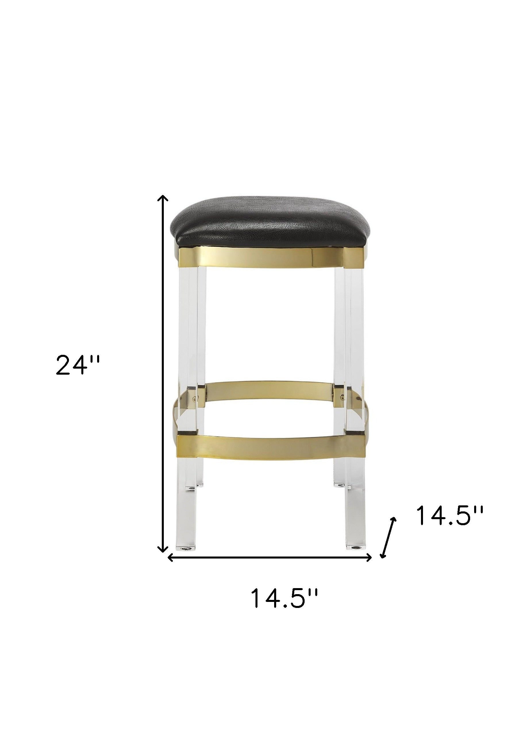 24" Black and Clear Stainless Steel and Steel Backless Counter Height Bar Chair-Bar Chairs-DECOROLALA