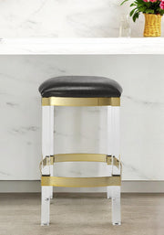 24" Black and Clear Stainless Steel and Steel Backless Counter Height Bar Chair-Bar Chairs-DECOROLALA