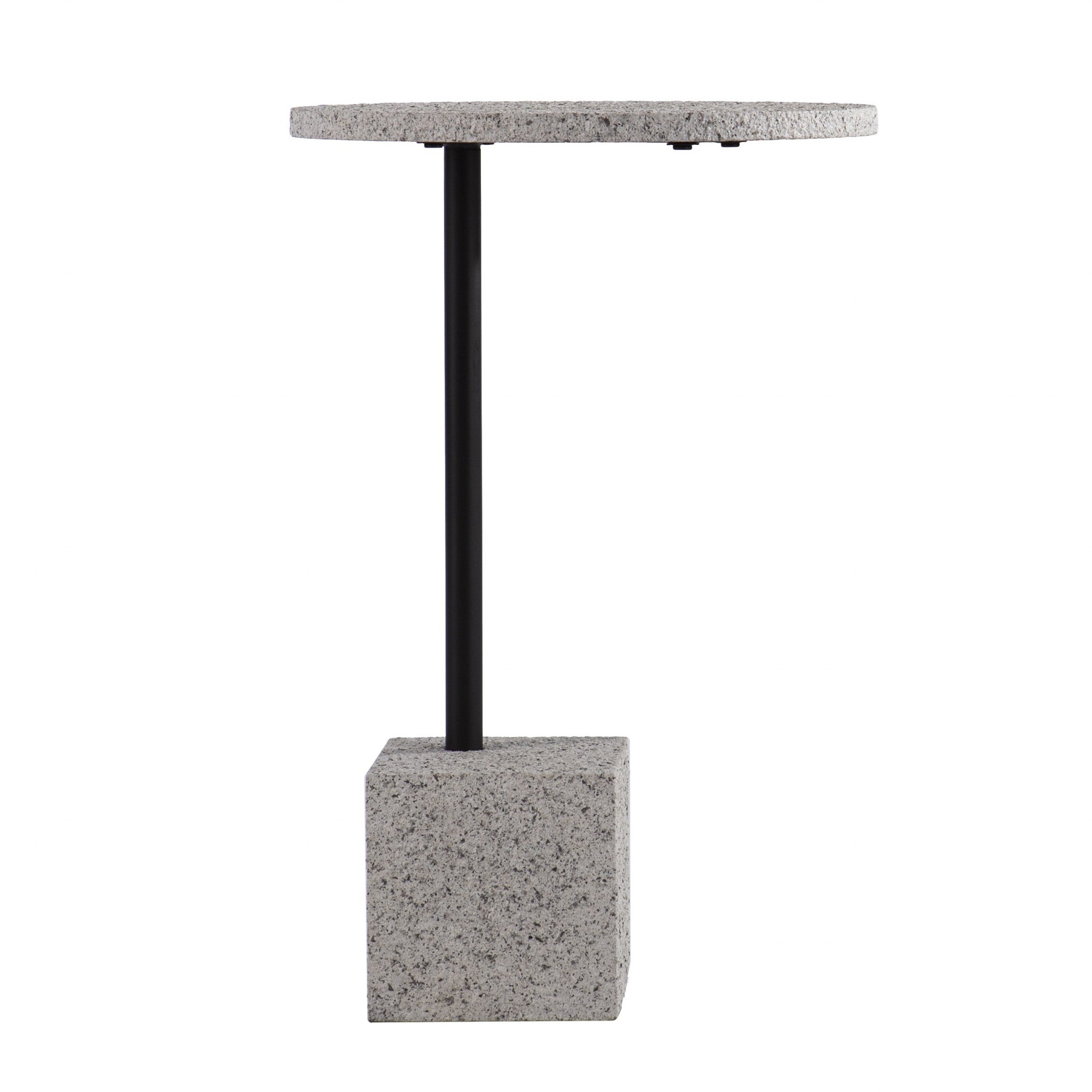 24" Black and White Faux Marble Round End Table-End-Side Tables-DECOROLALA