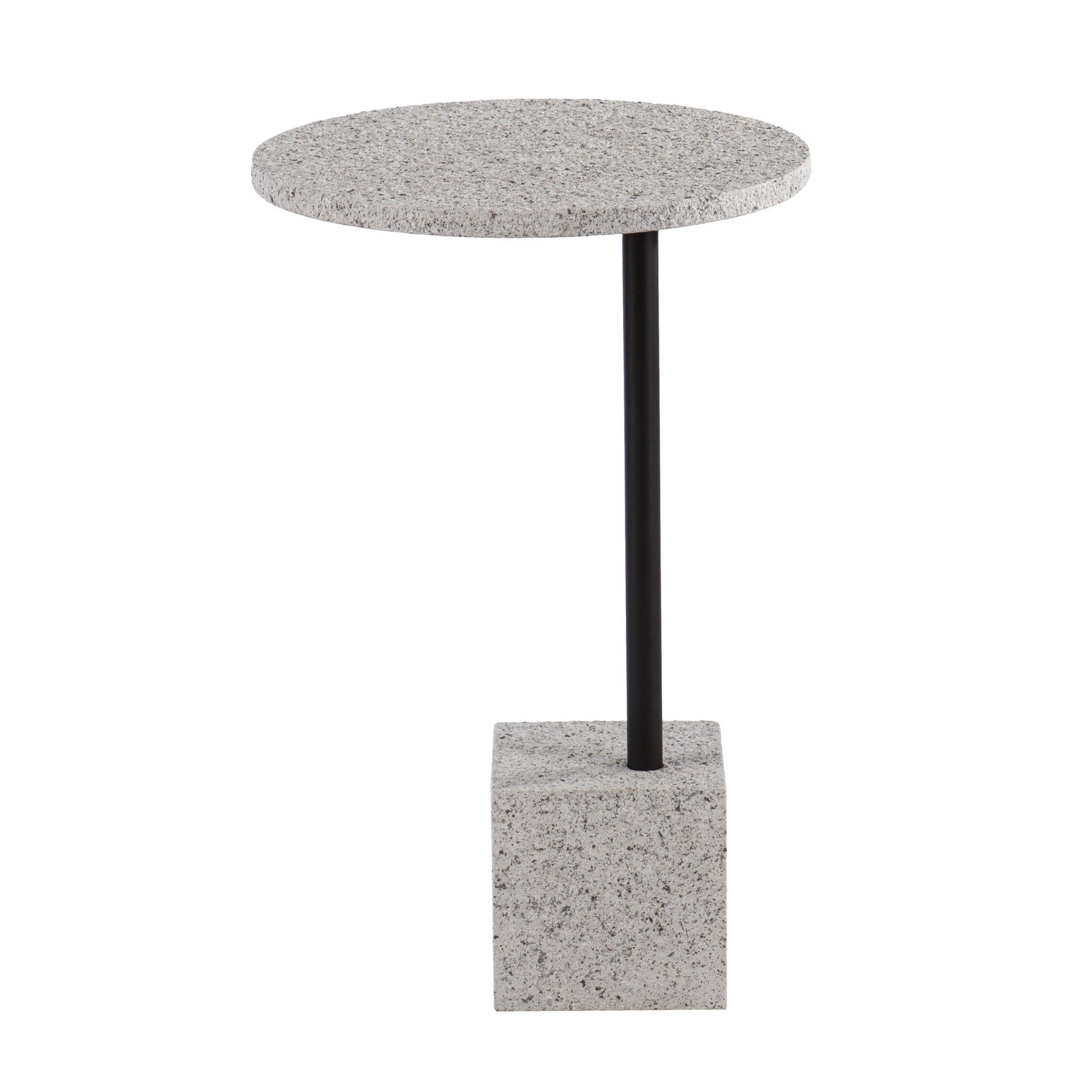 24" Black and White Faux Marble Round End Table-End-Side Tables-DECOROLALA