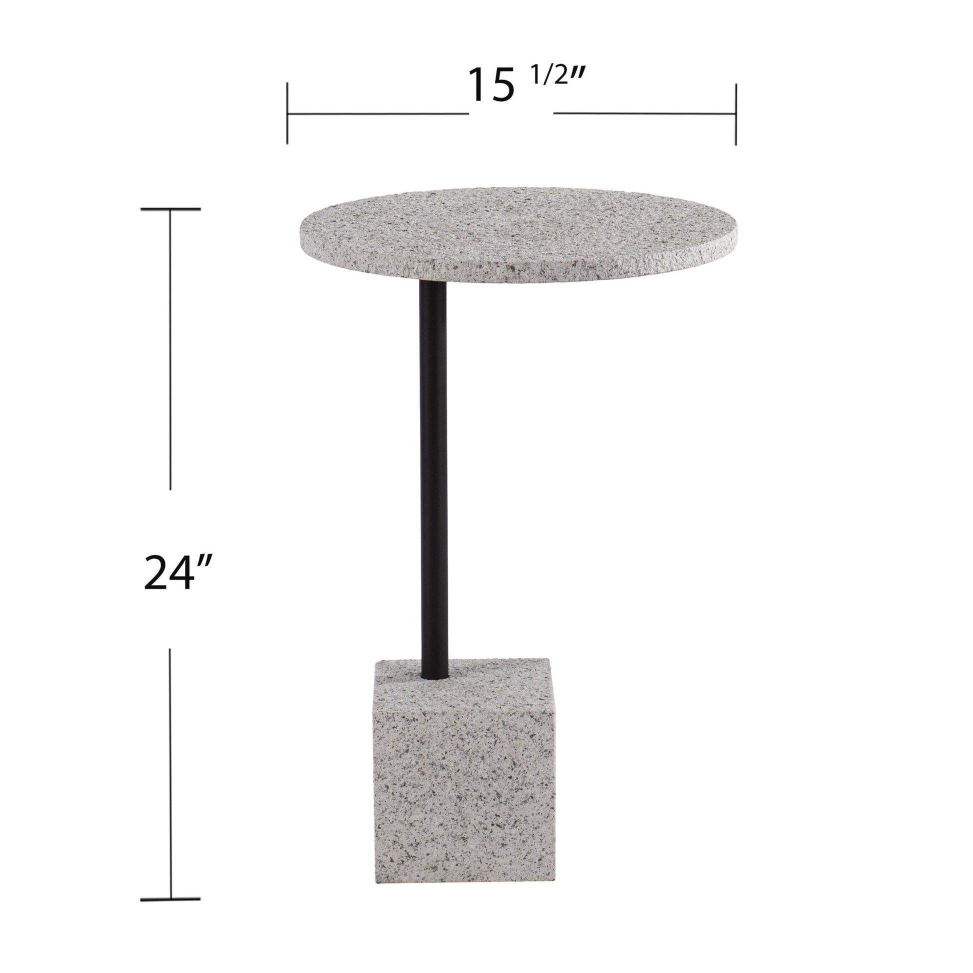 24" Black and White Faux Marble Round End Table-End-Side Tables-DECOROLALA