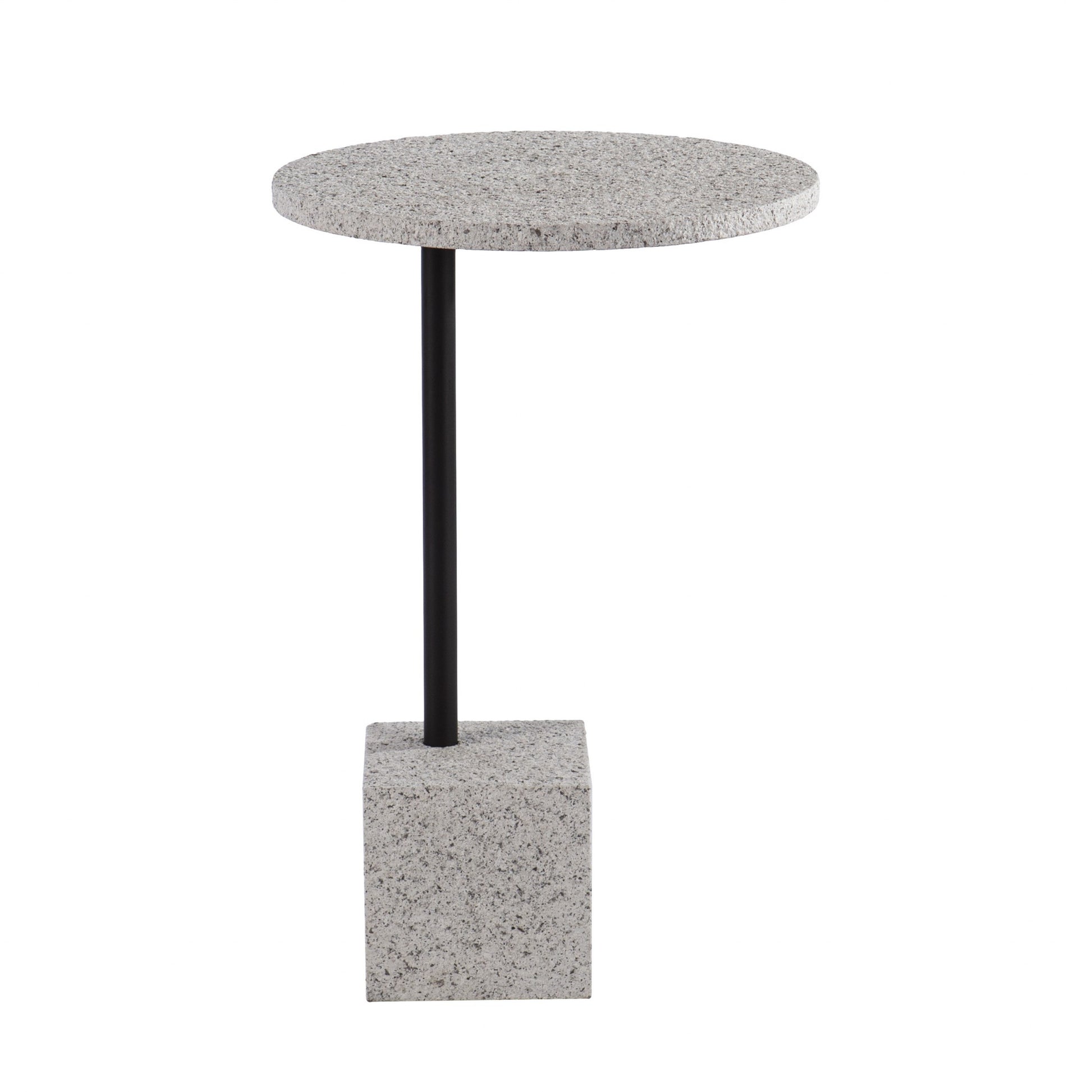 24" Black and White Faux Marble Round End Table-End-Side Tables-DECOROLALA