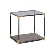 24" Black/Gold And Clear Glass End Table-End-Side Tables-DECOROLALA