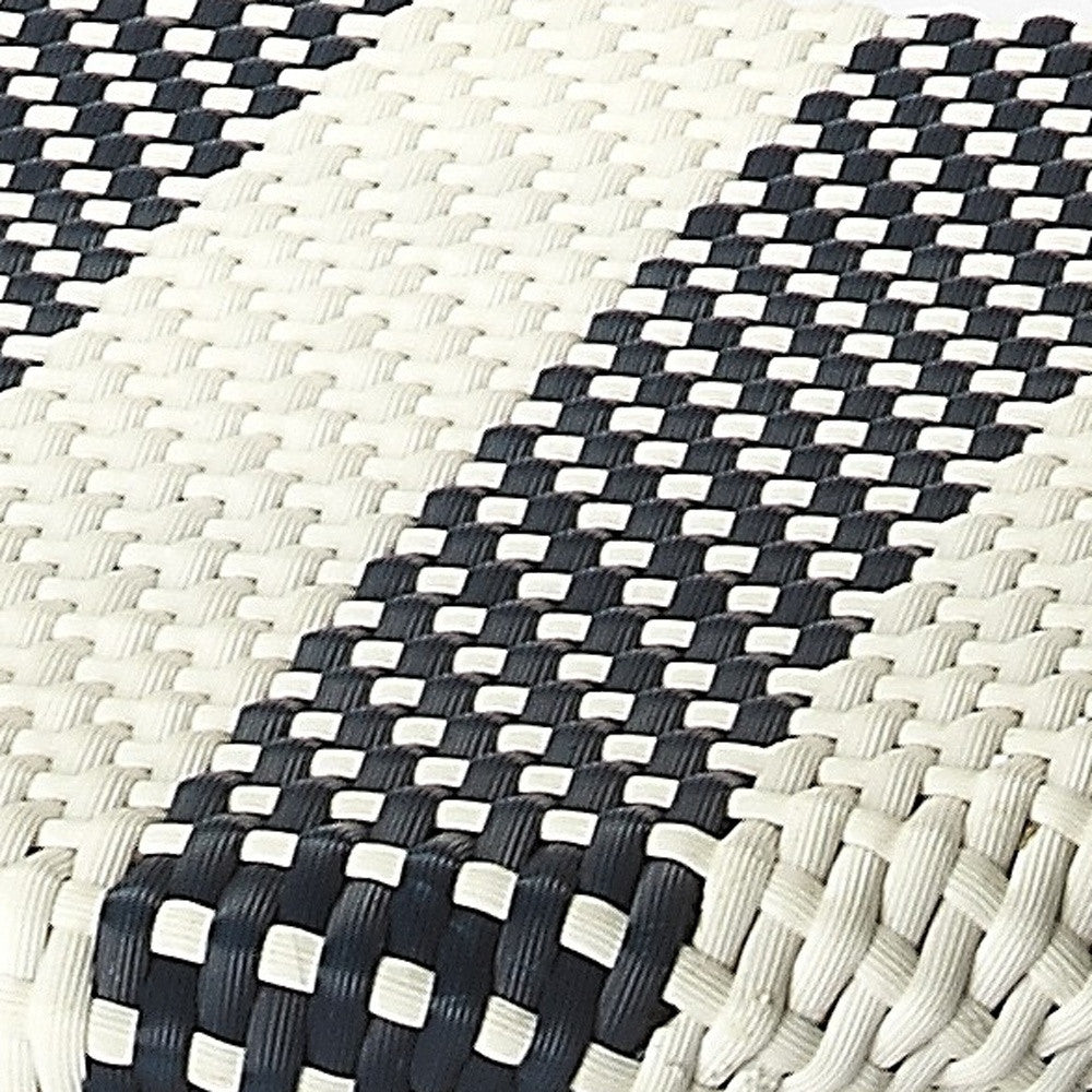 24" Blue White And Natural Rattan Backless Counter Height Bar Chair-Bar Chairs-DECOROLALA