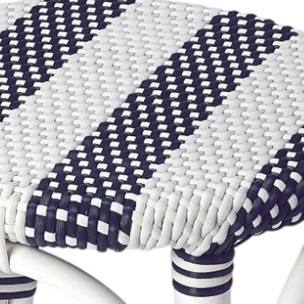 24" Blue and White Rattan Backless Counter Height Bar Chair-Bar Chairs-DECOROLALA