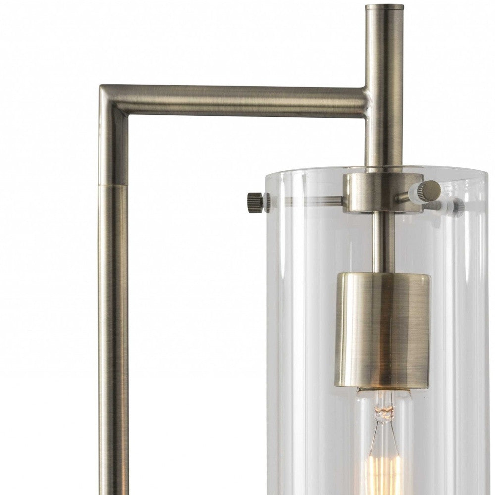 24" Brass Novelty With Clear Cylinder Shade-Table Lamps-DECOROLALA