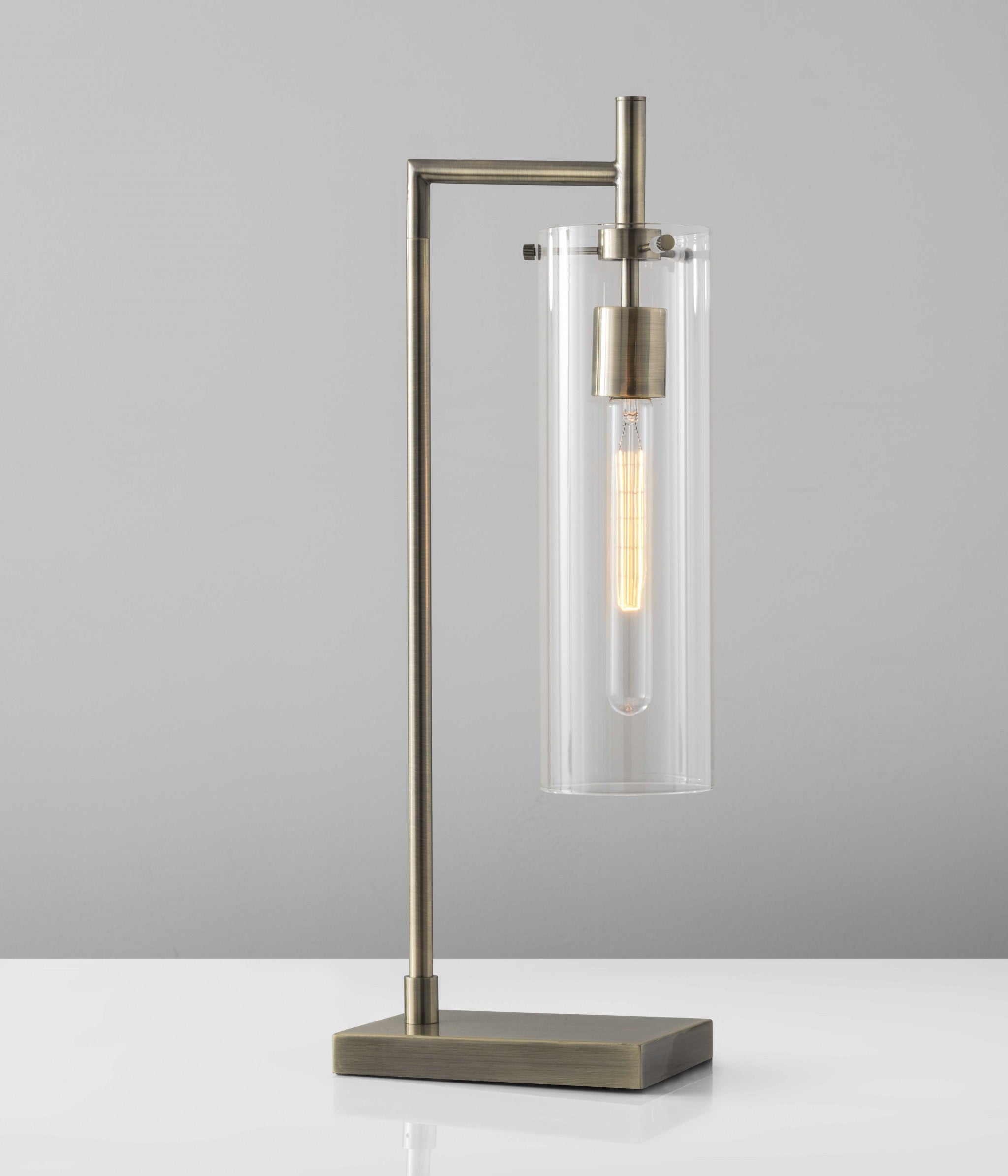 24" Brass Novelty With Clear Cylinder Shade-Table Lamps-DECOROLALA