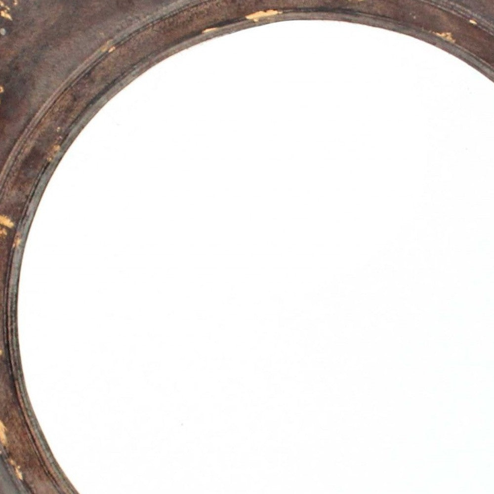 24" Bronze Hexagon Distressed Wood Framed Accent Mirror-Mirrors-DECOROLALA