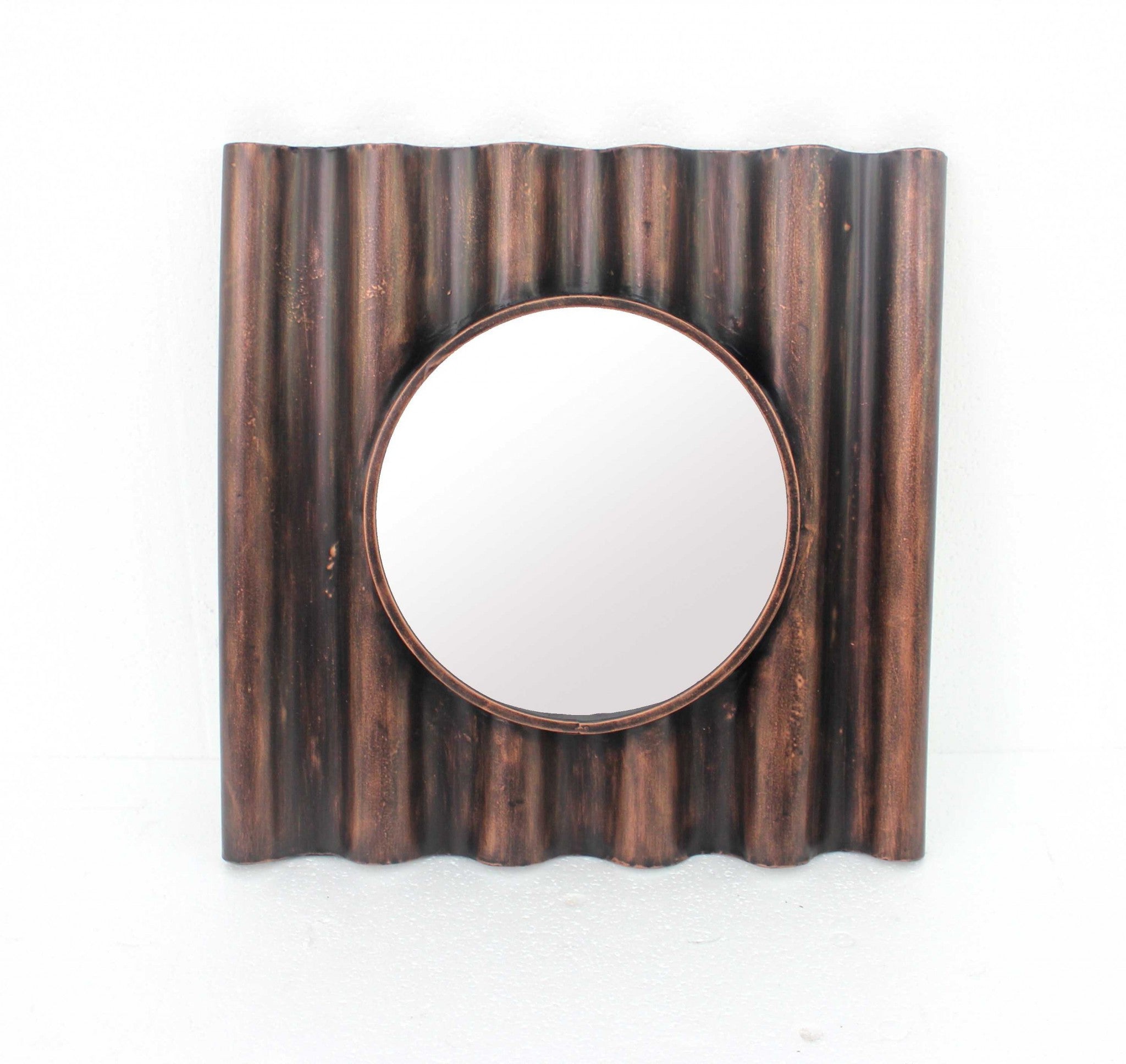 24" Bronze Square Metal Framed Accent Mirror-Mirrors-DECOROLALA