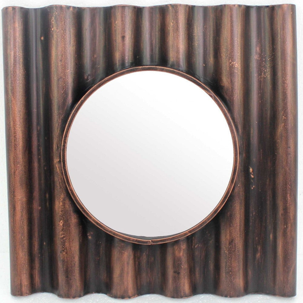 24" Bronze Square Metal Framed Accent Mirror-Mirrors-DECOROLALA