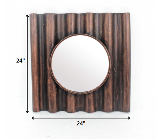 24" Bronze Square Metal Framed Accent Mirror-Mirrors-DECOROLALA